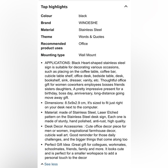 Funny, Heart Shaped Desk Decor, Stainless Steel, Black, Silver - Picture 17 of 17